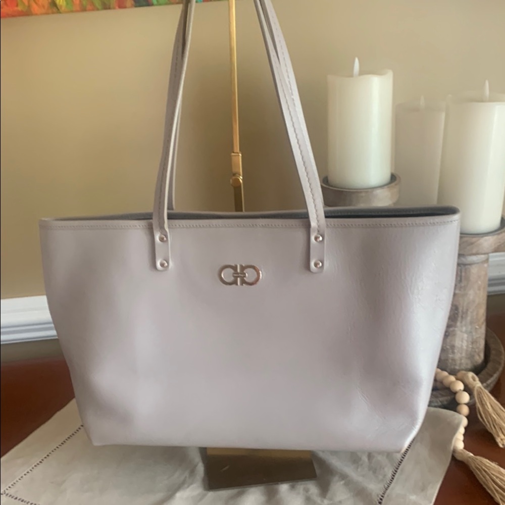 Salvatore Ferragamo gray tote